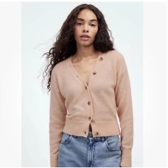 Madewell Alpaca-Blend V-Neck Cardigan XS NWT Heather Blush Pink NU530 Sweater - Picture 4 of 7